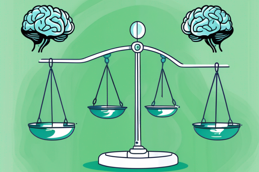 A set of scales balancing a heart and a brain