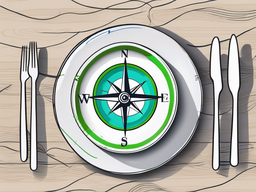 A compass on a plate