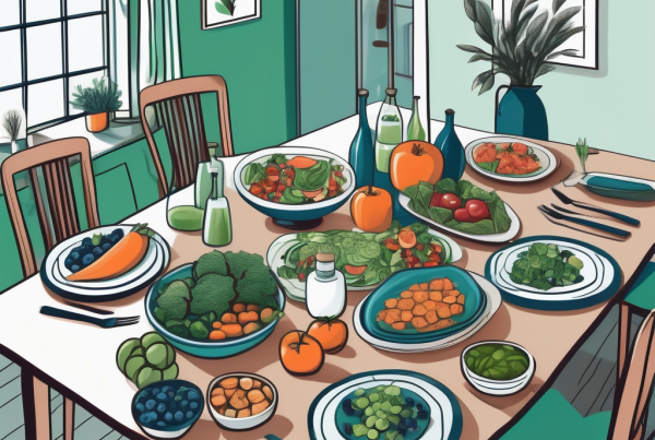 A welcoming home with a dining table filled with a variety of healthy foods