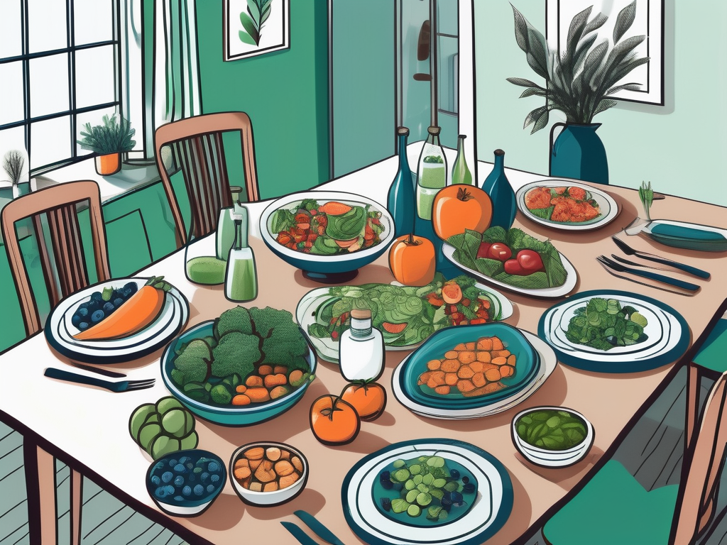 A welcoming home with a dining table filled with a variety of healthy foods